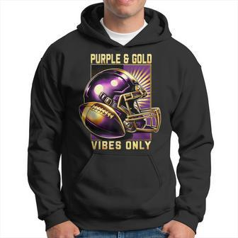 Purple & Gold Vibes Only Retro Football Lovers Football Team Hoodie | Mazezy
