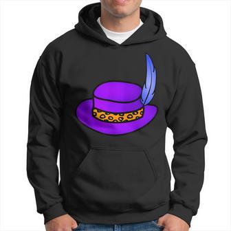 Purple Hat With Blue Feather & Cheetah Pattern Band Hoodie - Monsterry UK