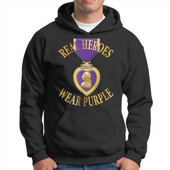 Purple Heart Real Heroes Wear Purple Us Military Hoodie - Monsterry UK