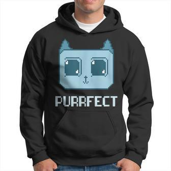 Purrfect Blue The Virtual Pet Cat Meow Pixel Art Hoodie - Monsterry CA