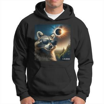 Raccoon Glasses Taking A Selfie With Solar 2024 Eclipse Hoodie | Mazezy