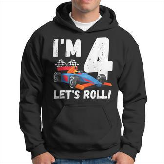 Race Car 4Th Birthday Boy I'm 4 Let's Roll Driver Toddler Hoodie - Monsterry