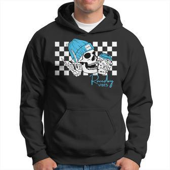 Raceday Vibes Checkered Flag Racing Skull Dirt Track Racing Hoodie - Monsterry UK