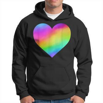 Rainbow Faux Holographic Heart Hoodie - Monsterry DE