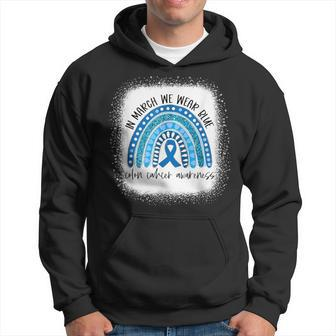 Rainbow In March We Wear Blue Colon Cancer Awareness Month Hoodie - Seseable