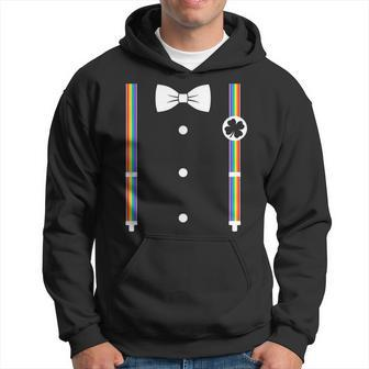 Rainbow Suspenders Bow Tie Leprechaun Costume Hoodie - Monsterry DE