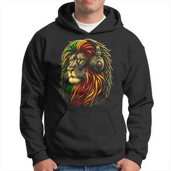 Rasta Reggae Music Headphones Jamaican Lion Judah Hoodie - Seseable