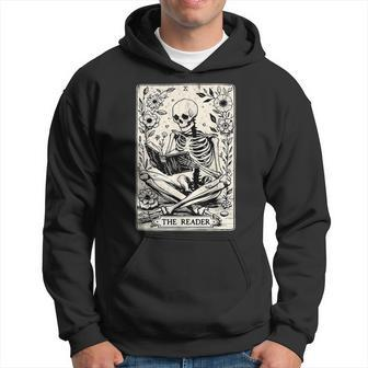 The Reader Tarot Card Skeleton Reading Book Books Hoodie - Monsterry