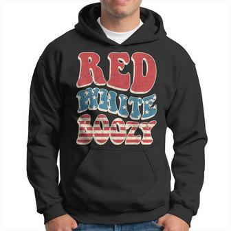 Red White & Boozy Retro Usa America Flag Happy 4Th Of July Hoodie - Monsterry DE