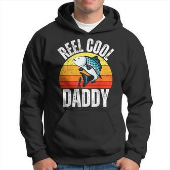 Reel Cool Daddy Fishing Retro Fisherman Dad Fathers Day Hoodie - Thegiftio UK