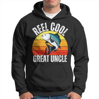 Reel Cool Great Uncle Fishing Retro Fisherman Fathers Day Hoodie - Thegiftio UK