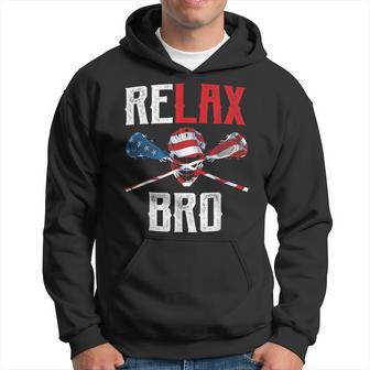 Relax Bro Lacrosse American Flag Lax Lacrosse Player Hoodie - Monsterry CA