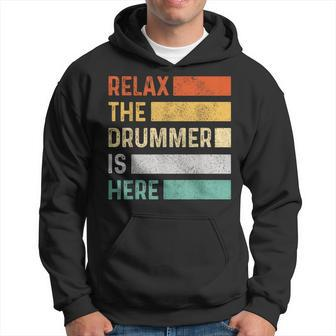 Relax The Drummer Is Here Vintage Drums Hoodie - Monsterry