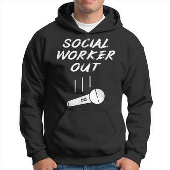 Retired Social Worker Out Retirement Mic Drop Retiring Quote Hoodie - Monsterry CA
