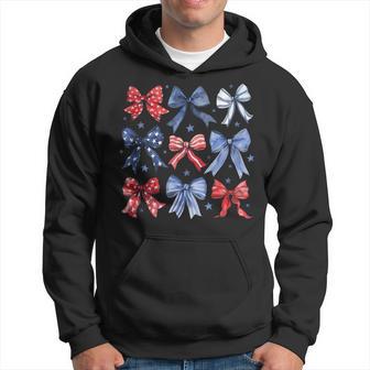 Retro 4Th Of July Coquette Bows American Flag Usa Patriotic Hoodie - Thegiftio UK