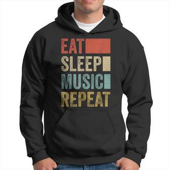 Retro 70S 80S Eat Sleep Music Repeat Vintage Music Hoodie - Monsterry