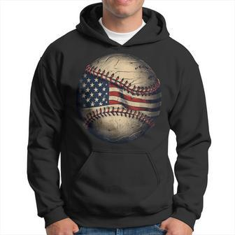 Retro American Flag Baseball Team Baseball Player Hoodie | Mazezy