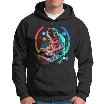 Retro Astronaut Dj Djing In Space Edm Cool Graphic Hoodie - Monsterry