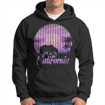 Retro Bear Animal Ca Palm Trees Summer Sunset California Hoodie - Monsterry CA