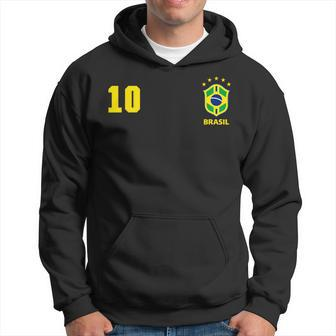 Retro Brazil Soccer Brazilian Futebol Jersey Brasil No 10 Hoodie - Thegiftio UK