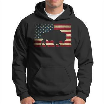 Retro Buffalo American Flag Usa Bison Hoodie - Thegiftio UK