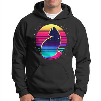 Retro Cat Eclipse Vintage Style Hoodie - Monsterry