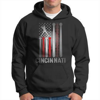 Retro Cincinnati American Flag Distressed Baseball Fans Hoodie - Seseable