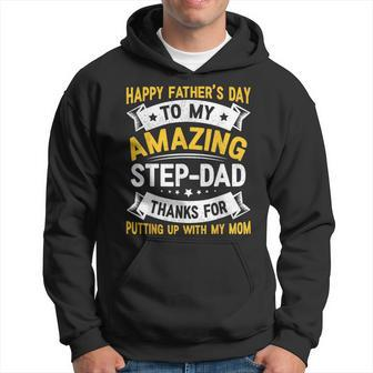 Retro Distressed Happy Father's Day To My Amazing Stepdad Hoodie - Thegiftio UK