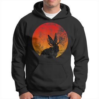 Retro Eighties Jackalope Vintage Cryptid Rabbit Hoodie - Monsterry UK