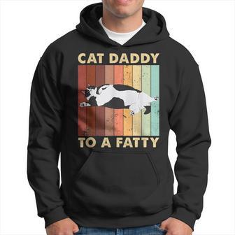Retro Fat Chonk Dad Cat Daddy To A Fatty Hoodie - Thegiftio UK