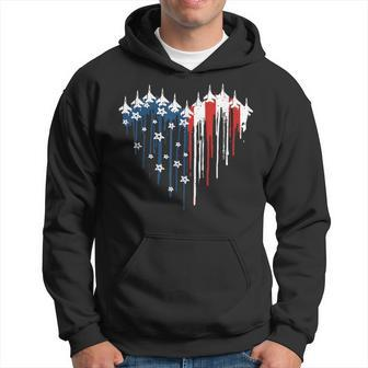 Retro Fighter Jet Airplane American Flag Heart 4Th Of July Hoodie | Mazezy AU