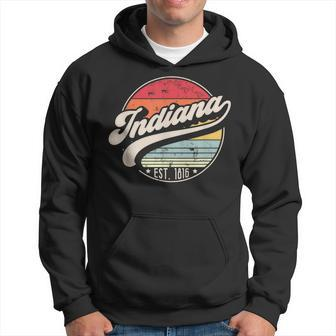 Retro Indiana Home State In Cool 70S Style Sunset Hoodie - Monsterry AU