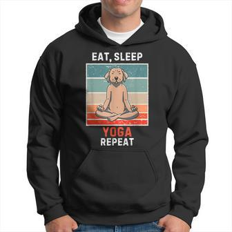 Retro Labrador Dog Eat Sleep Yoga Repeat Vintage Yoga Hoodie - Monsterry