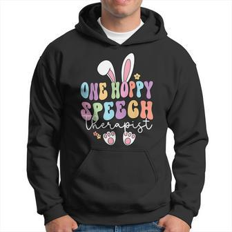 Retro One Hoppy Speech Therapist Slp Bunny Easter Day Hoodie - Monsterry DE