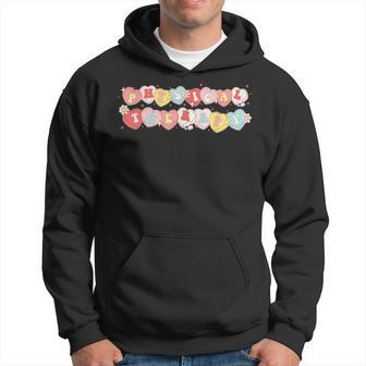 Retro Physical Therapy Candy Heart Valentines Pt Therapist Hoodie | Mazezy