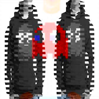 Retro Pixel-Art Geist-Hoodie in Schwarz, Vintage Design Tee - Seseable