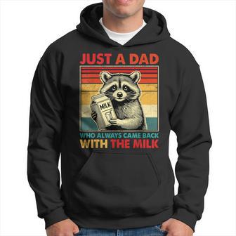 Retro Raccoon Just A Dad Who Always Came Back With The Milk Hoodie - Thegiftio UK