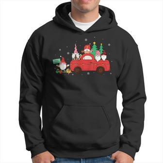 Retro Red Truck Christmas Tree With Gnome Gnomies Farming Hoodie - Seseable