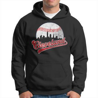 Retro Skyline Cleveland Baseball Hoodie - Seseable
