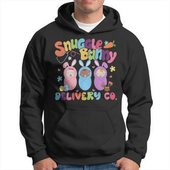 Retro Snuggle Bunny Delivery Easter Labor And Delivery Nurse Hoodie - Monsterry
