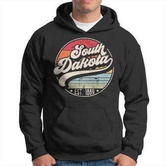 Retro South Dakota Home State Sd Cool 70S Style Sunset Hoodie - Monsterry