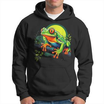 Retro Style Red-Eyed Tree Frog Hoodie - Seseable
