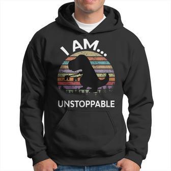 Retro T-Rex Dinosaur I'm An Unstoppable Hoodie - Monsterry