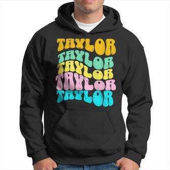 Retro Taylor First Name Girls Name Personalized Groovy Hoodie - Thegiftio UK