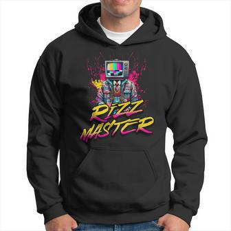 Retro Tv Head Rizz Master Vintage Cool Kid Statement Hoodie | Mazezy