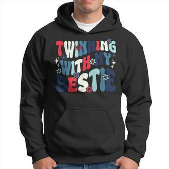 Retro Twins Day Twinning With My Bestie Friend Matching Twin Hoodie - Seseable