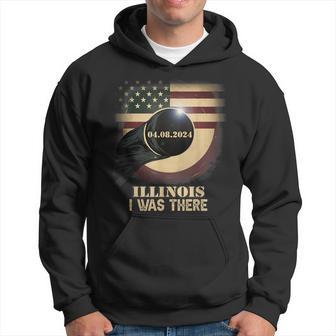 Retro Us Flag Total Solar Eclipse 2024 Illinois Hoodie - Thegiftio UK