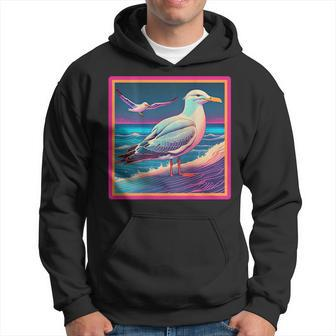 Retro Vaporwave Seagull Hoodie - Monsterry CA