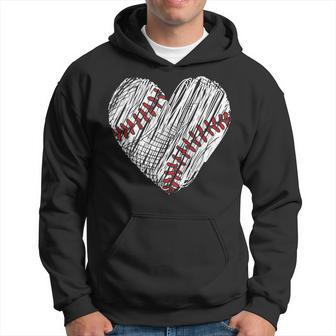 Retro Vintage Baseball Lover Heart Fans Players Distressed Hoodie - Seseable