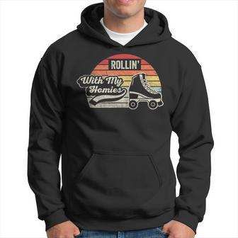 Retro Vintage Rollin With My Homies Roller Skating Hoodie | Mazezy